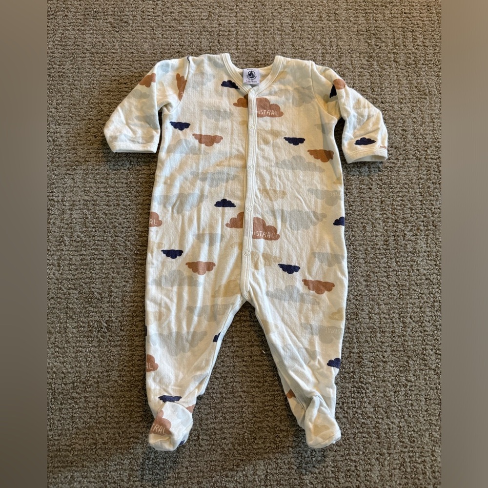 Petit Bateau Cloud Pattern Kids Footie